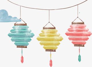 扁平化中秋灯笼底纹免抠