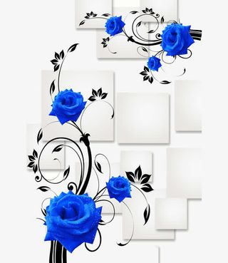 3D方片蓝玫瑰免抠