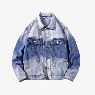 秋季渐变色爆款休闲牛仔夹克免抠