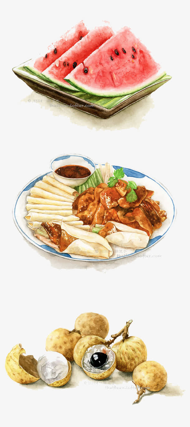手绘美食免抠