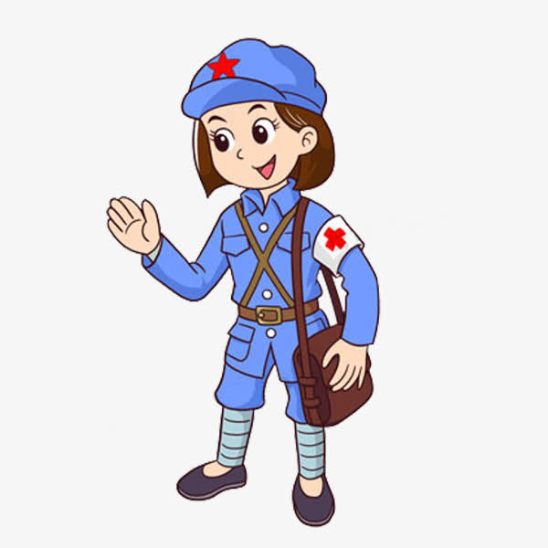 蓝色军装的医护人员免抠