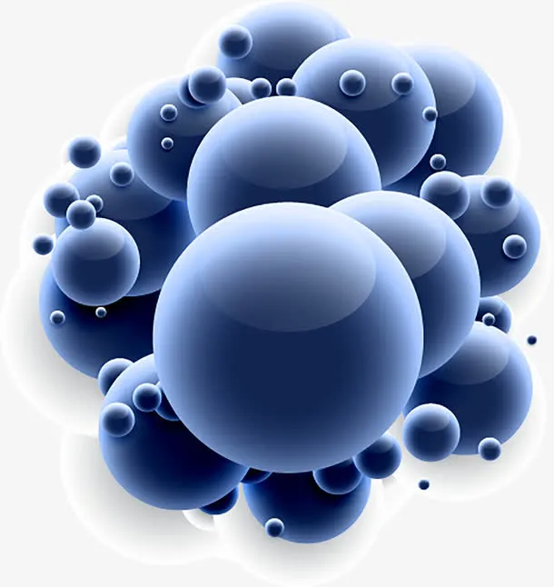 矢量蓝色球形分子式免抠
