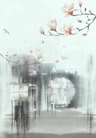 魅力水墨风江南水乡背景高清