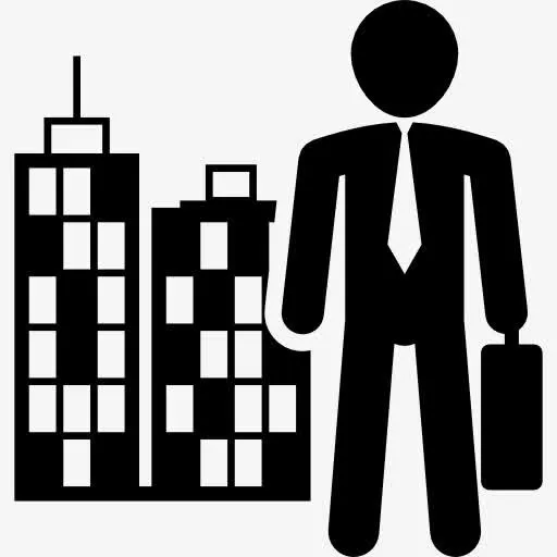 男人穿职业装在手提箱在城市图标免抠