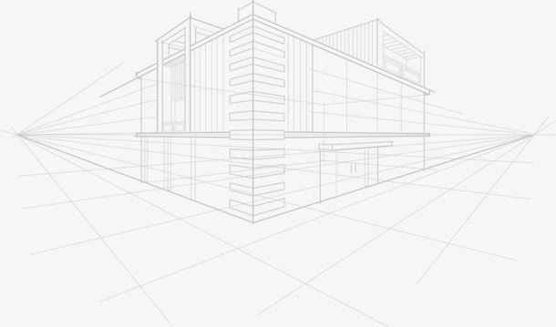 时尚线性房子模型设计免抠