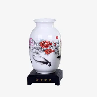 白色瓷瓶图案免抠