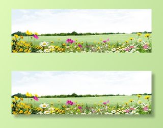 简约大气田园海报背景免抠