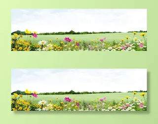 简约大气田园海报背景免抠