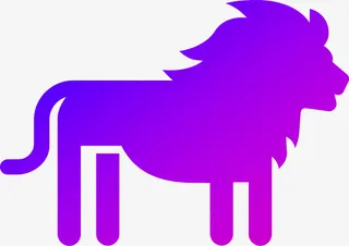 蓝紫色，渐变，狮子，矢量，放大，方便免抠