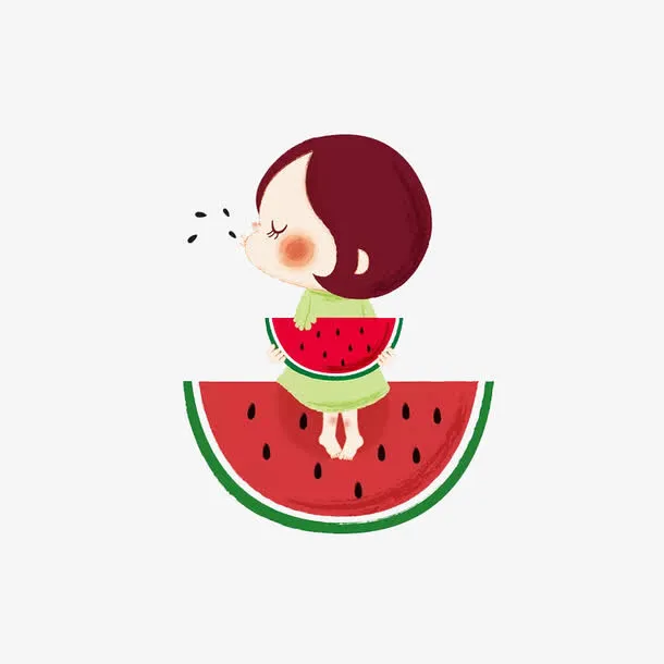 吃西瓜的小女孩免抠