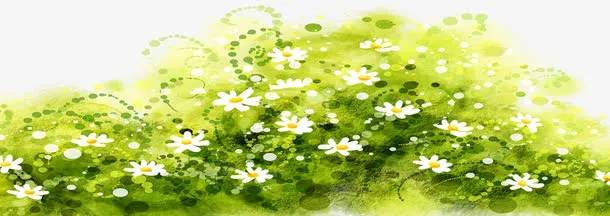 春天白色小花草丛装饰免抠