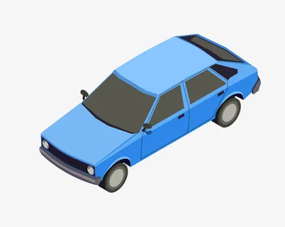 2.5D蓝色的汽车免抠