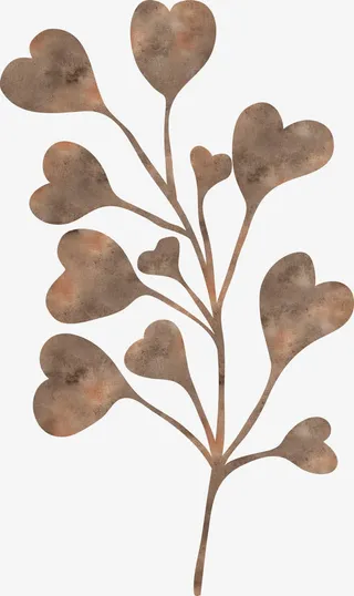 棕色爱心叶子免抠