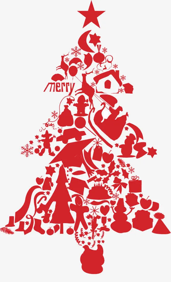 红色圣诞树免抠