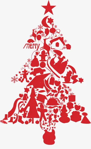 红色圣诞树免抠