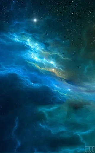 蓝绿色宇宙星空我免抠