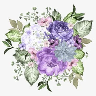 手绘美丽花环花簇免抠