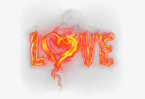 创意红色火焰字母LOVE免抠