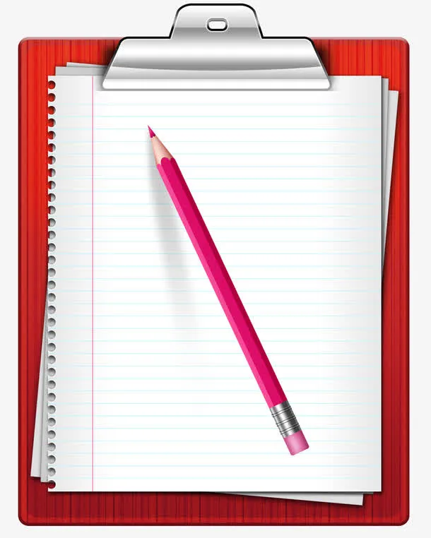 附有纸夹的笔记板和铅笔素材免抠