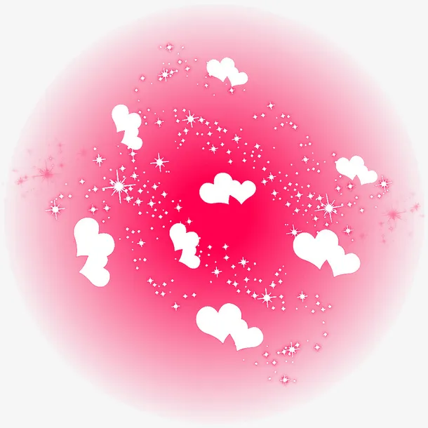 玫红色桃心背景光免抠素材