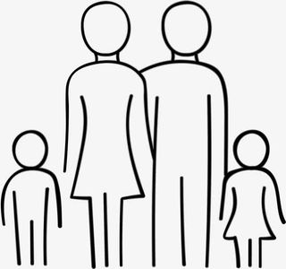 黑色简约线条一家人免抠