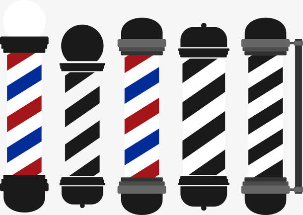 矢量手绘理发店装饰免抠