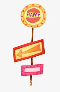 手绘彩色指示牌免抠