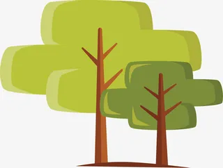 矢量图高矮绿色树木免抠手绘/卡通卡通元素