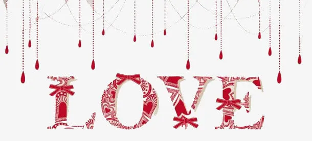 情人节love花纹艺术字免抠