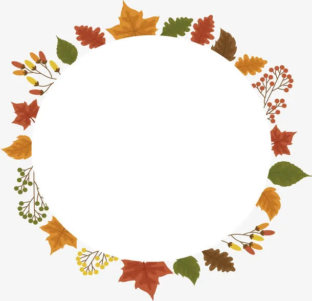 圆形树叶标题框免抠