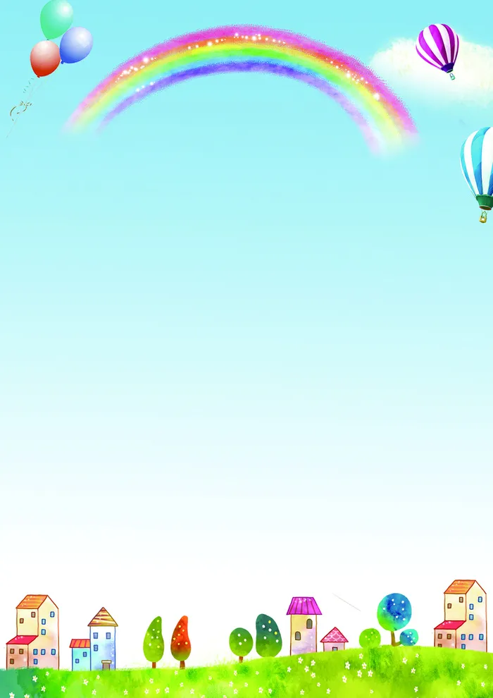 小清新草地彩虹天空背景高清