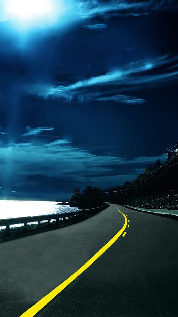 夜晚的公路H5背景高清