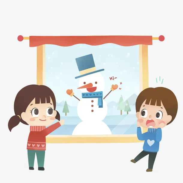 窗外雪天免抠