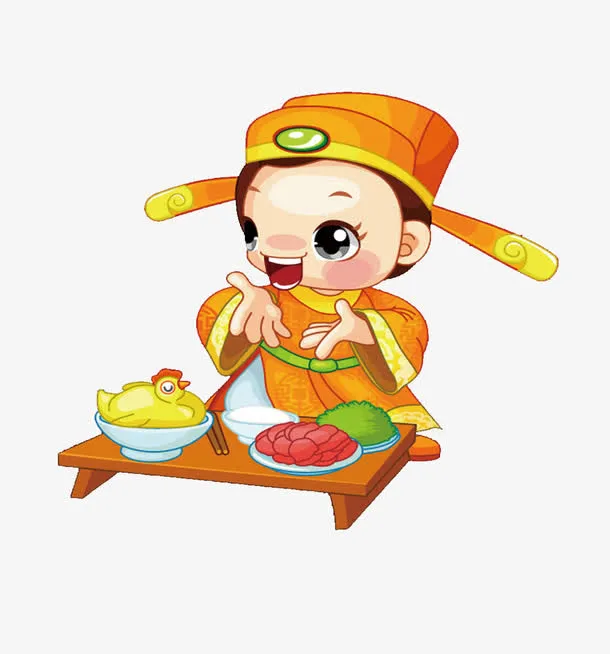 卡通古代人物进食免抠