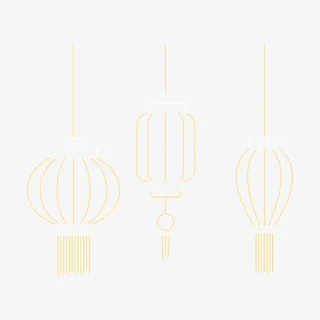 春节创意线条灯笼装饰免抠