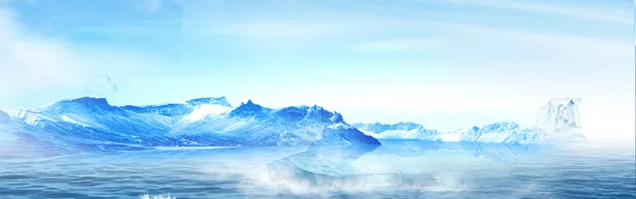 蓝色海洋冰山海报背景素材高清