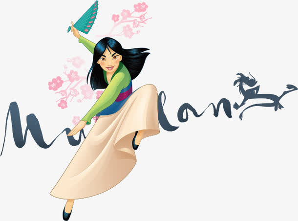 创意合成手绘女英雄花木兰免抠