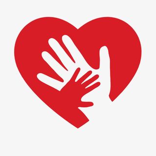 红色爱心大手拉小手免抠
