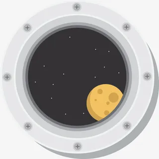 卡通飞船窗口星球免抠