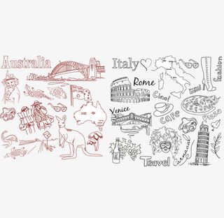 手绘澳洲意大利免抠