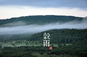 谷雨山峦海报背景