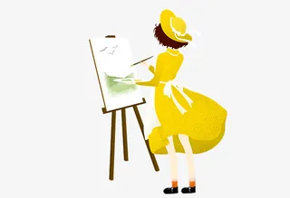 正在画画的小女孩免抠