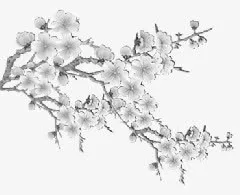 中国风水墨桃花装饰免抠