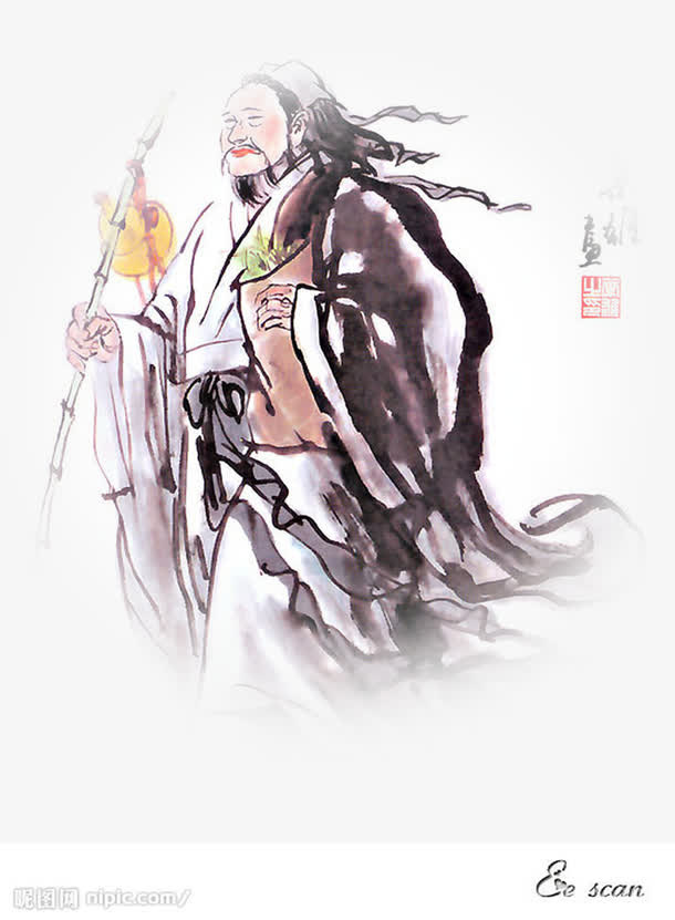 手绘中国风人物插图免抠