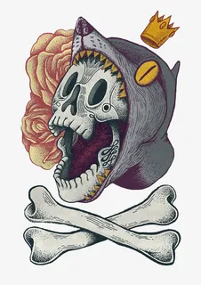 惊悚的骷髅头免抠