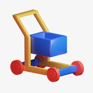 C4D立体3D模型卡通购物车免抠