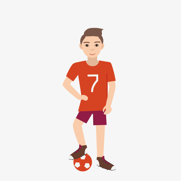 扁平化足球运动员免抠手绘/卡通卡通元素