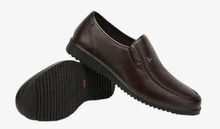 红蜻蜓头层牛皮男单鞋免抠