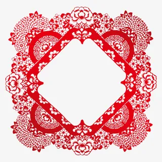 边框剪纸花纹中式元素中国风元素免抠