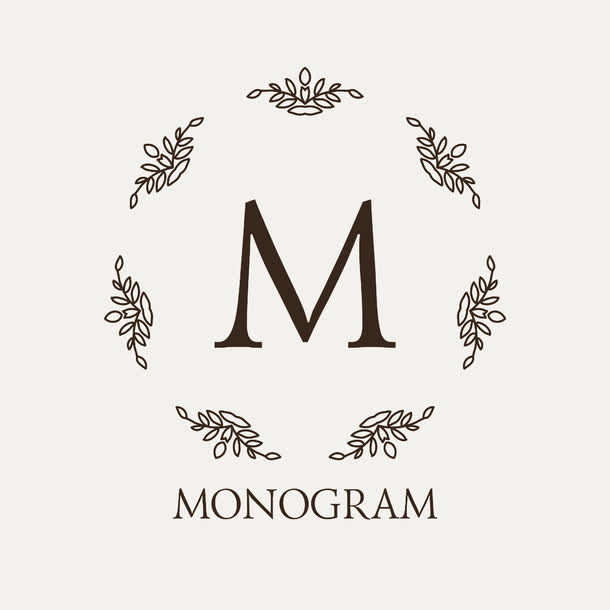 字母M植物叶子标志免抠